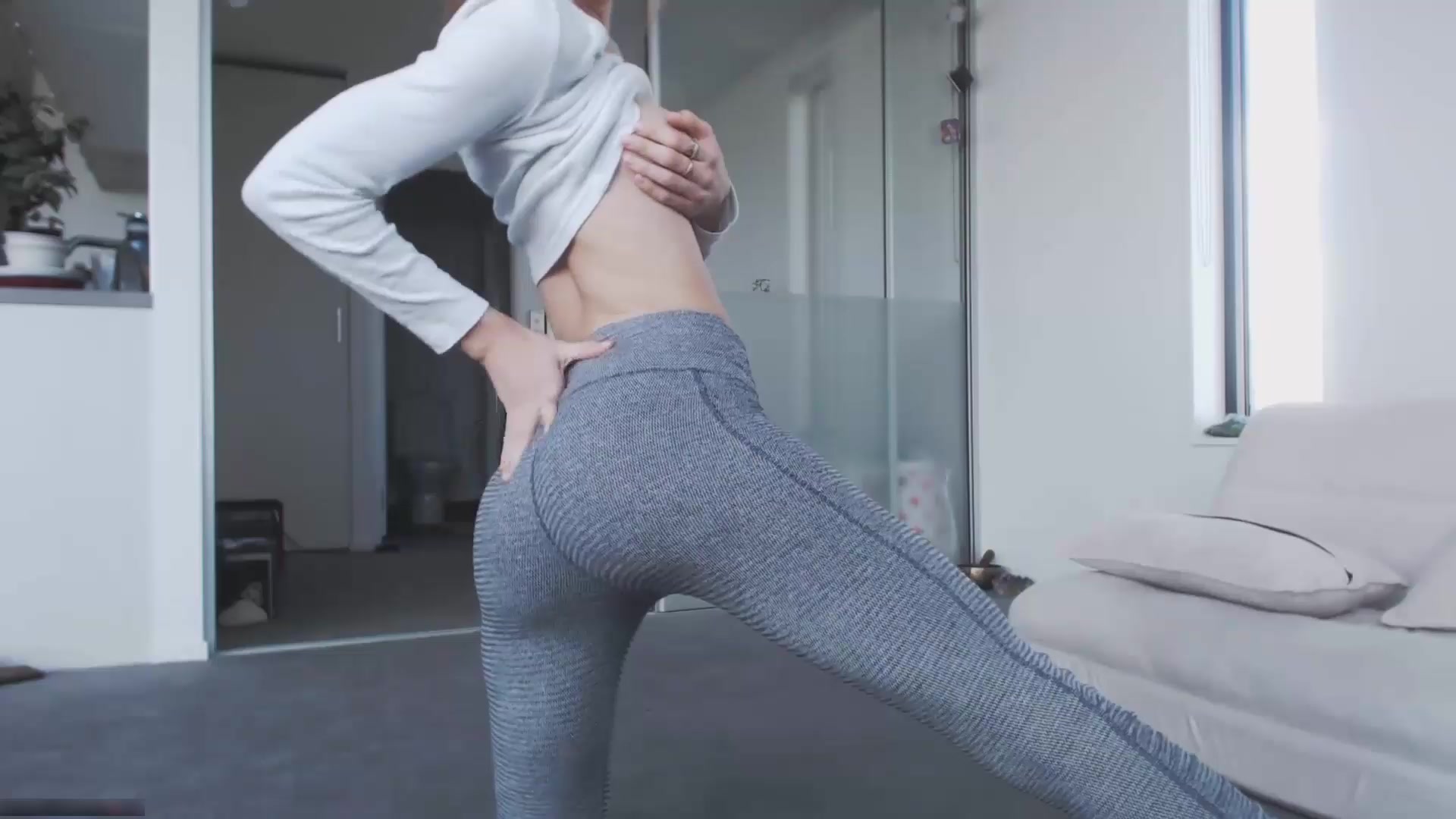 Yoga pants solo masturbation image